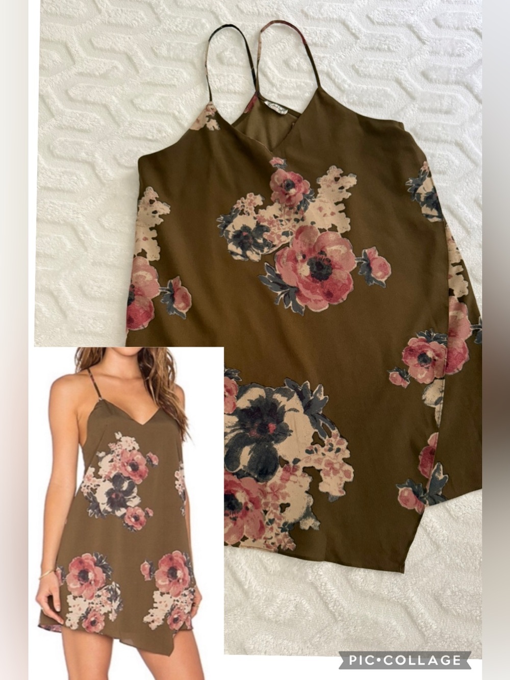 Intimately Free People Cascades Chemise Mushroom Floral XS